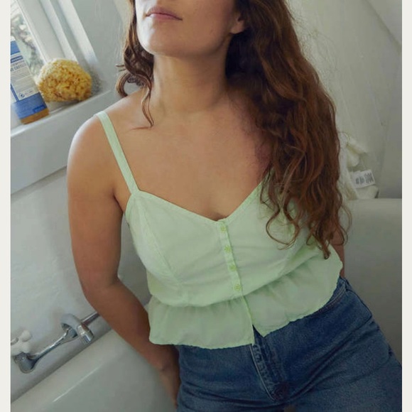 NATION LTD GABRIELLE PEPLUM CAMI - KEY LIME - Picture 1 of 7